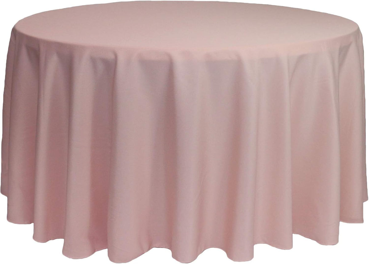 120 Inch Round Premium Polyester Tablecloth - Blush, Linen Table Cloth for Standard Round Tables