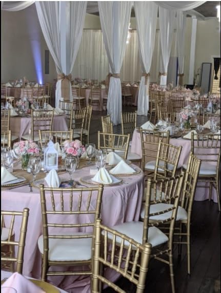 120 Inch Round Premium Polyester Tablecloth - Blush, Linen Table Cloth for Standard Round Tables