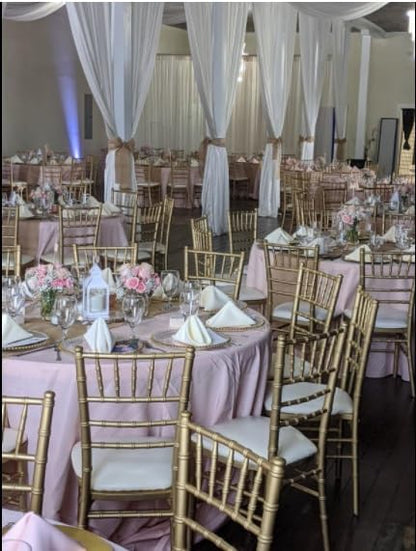 120 Inch Round Premium Polyester Tablecloth - Blush, Linen Table Cloth for Standard Round Tables