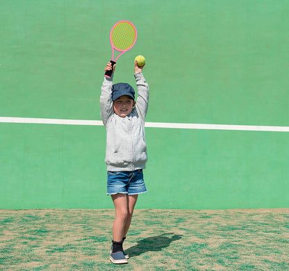 Kids Tennis Racket,17 Inch Plastic Tennis Racket with 2 Soft Balls,2 Tennis Balls and 4 Shuttlecocks for Kid,Toddler Outdoor/Indoor Sport Play