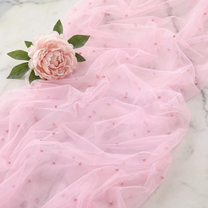Pink Pearl Tulle Table Runner 10FT Gauze Wedding Bridal Shower