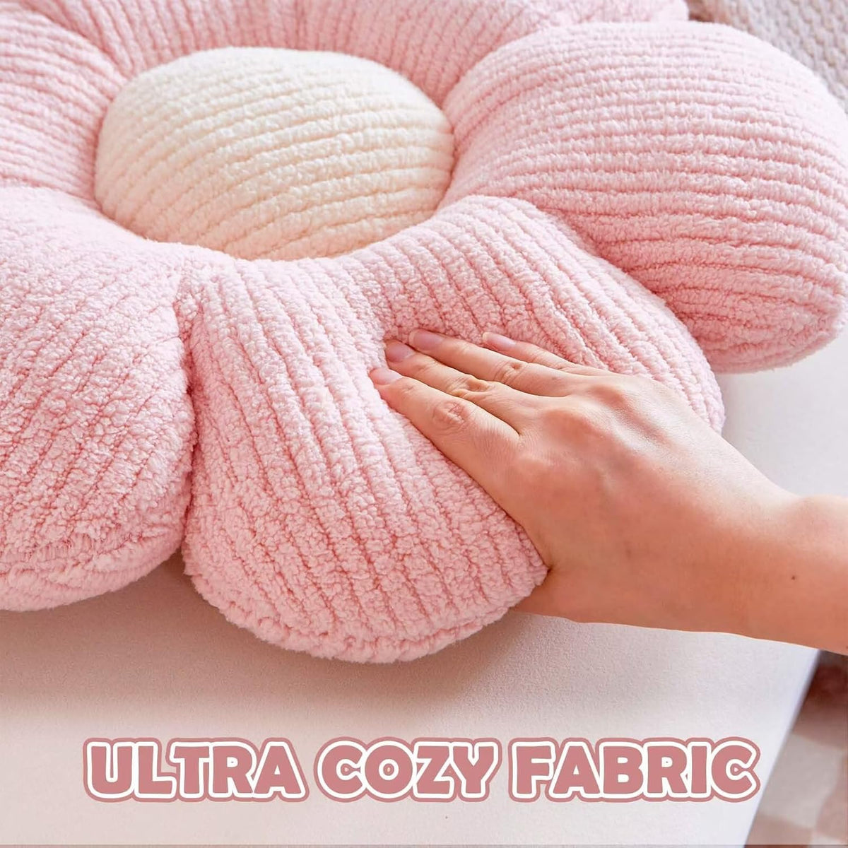 Flower Pillow, Peach Pink Flower Decorative Throw Pillows for Bed Couch, Aesthetic Home Decor Cute 19.6" Daisy Floral Shaped Plush Pillow Floor Seat Cushion