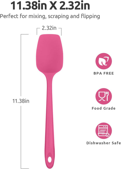 Silicone Spoon Spatula, 600°F High Temp Spoonula, 11.38", Rosy Pink