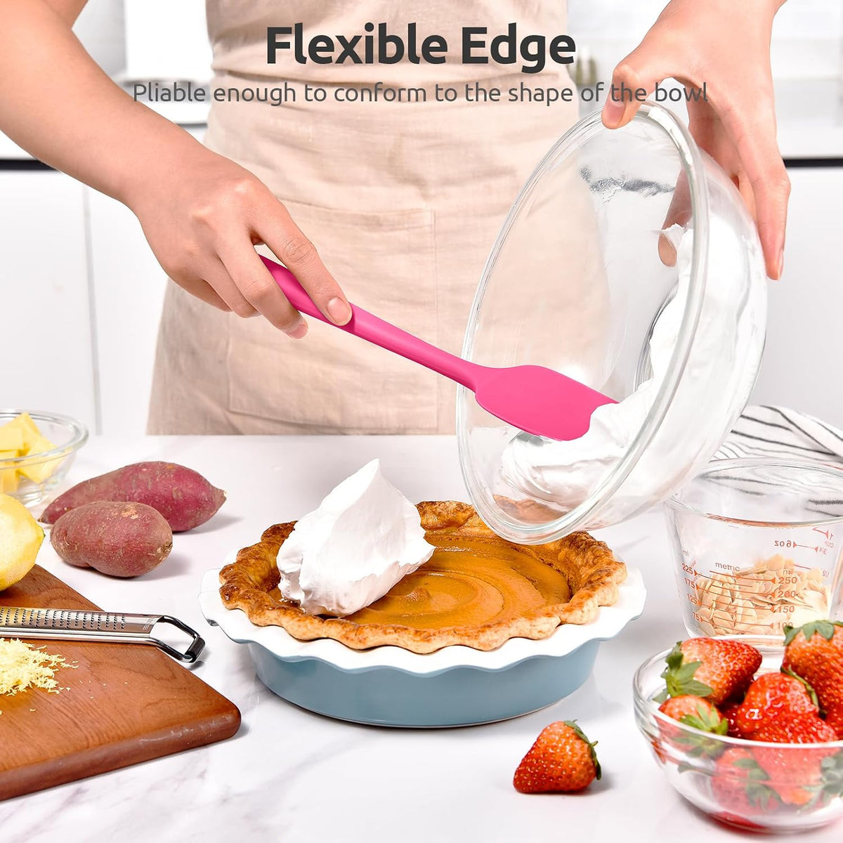 Silicone Spoon Spatula, 600°F High Temp Spoonula, 11.38", Rosy Pink
