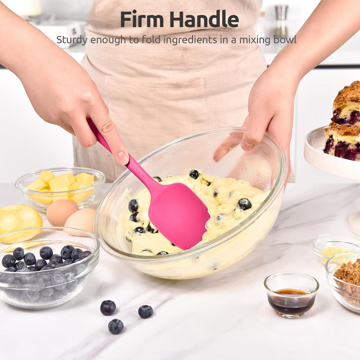 Silicone Spoon Spatula, 600°F High Temp Spoonula, 11.38", Rosy Pink