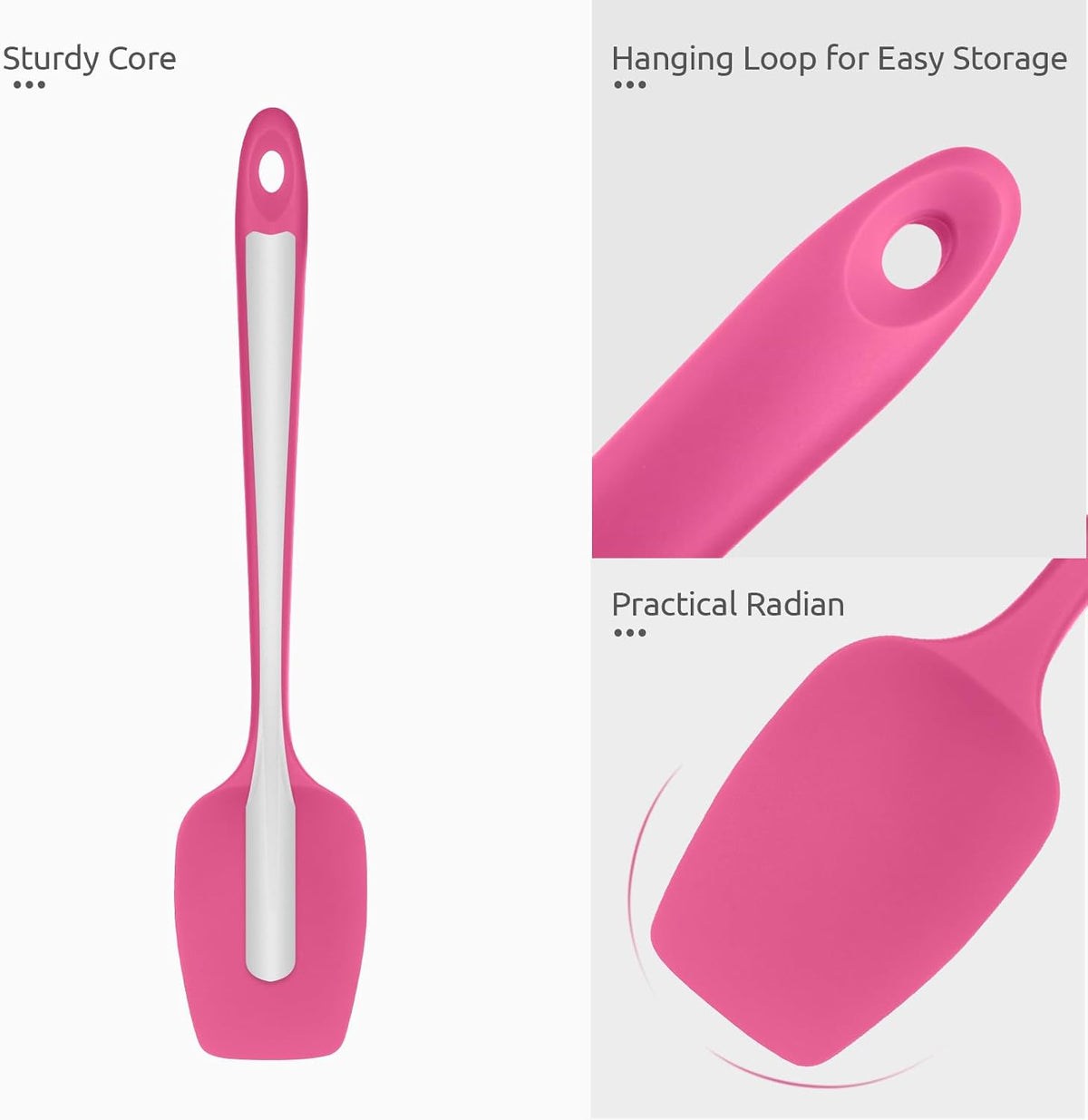 Silicone Spoon Spatula, 600°F High Temp Spoonula, 11.38", Rosy Pink