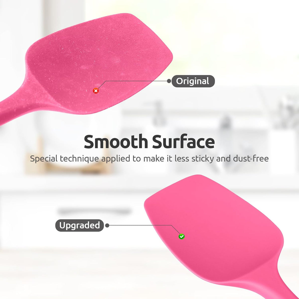 Silicone Spoon Spatula, 600°F High Temp Spoonula, 11.38", Rosy Pink