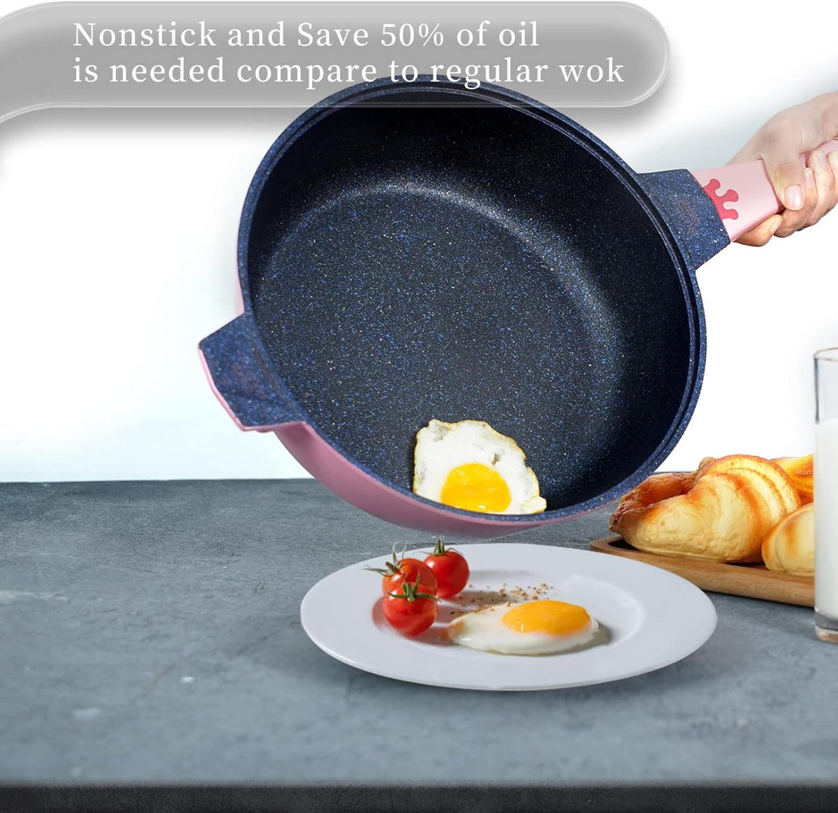 11 Inch Nonstick Frying Pan with Lid,8-in-1 Multipurpose Cookware