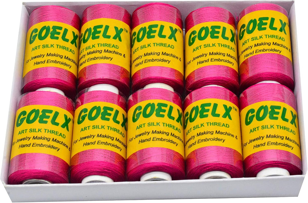 Silk Thread by Shade No for Jewelry, Tassel Making, Embroidery, Crafts, Shiny Soft Thread Spools - Pink - 203