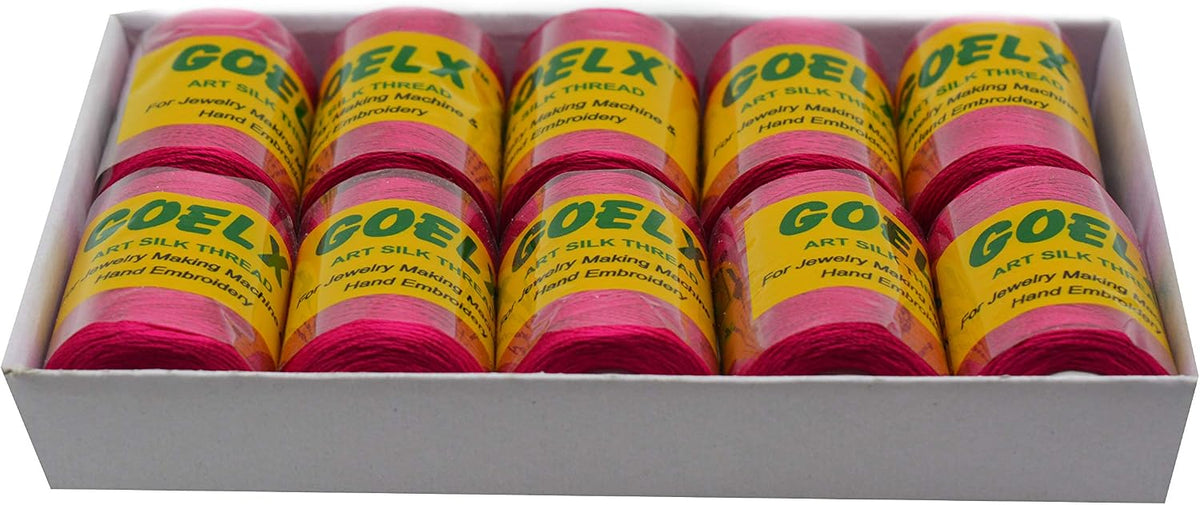 Silk Thread by Shade No for Jewelry, Tassel Making, Embroidery, Crafts, Shiny Soft Thread Spools - Pink - 203