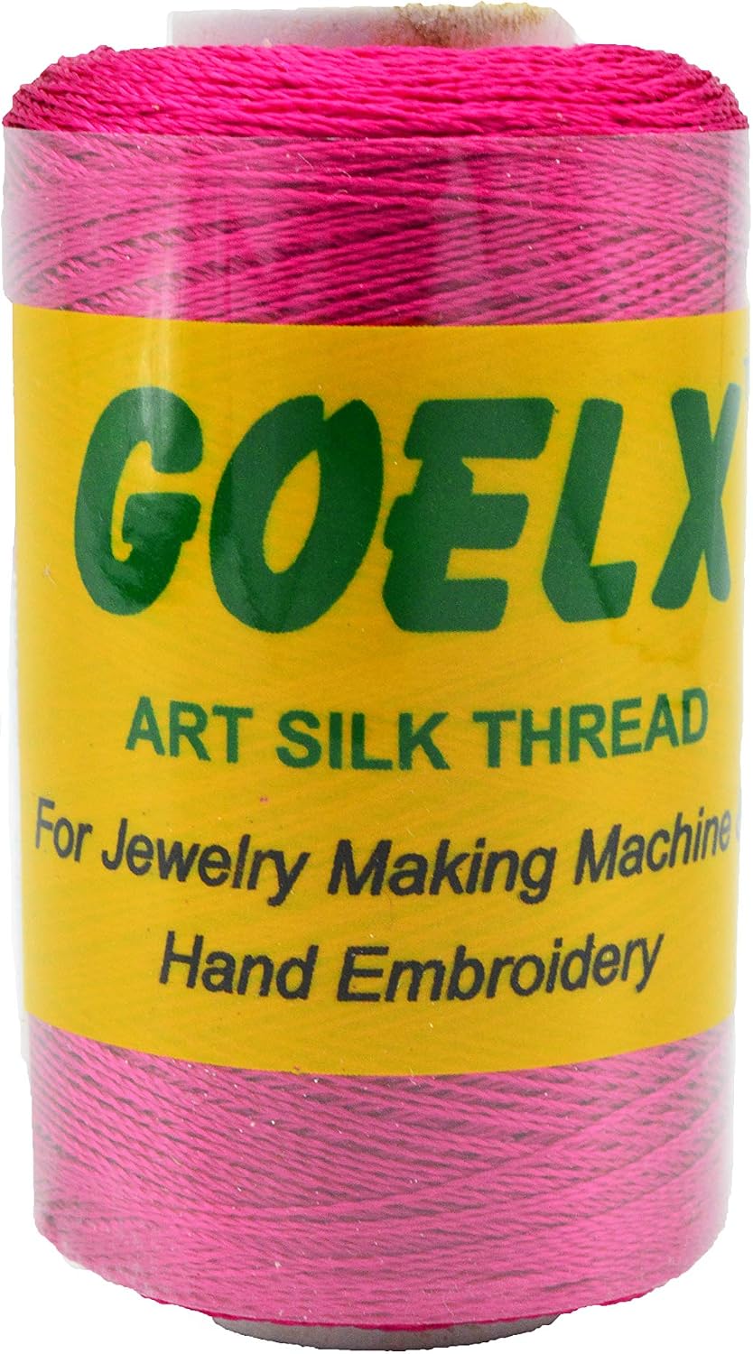 Silk Thread by Shade No for Jewelry, Tassel Making, Embroidery, Crafts, Shiny Soft Thread Spools - Pink - 203