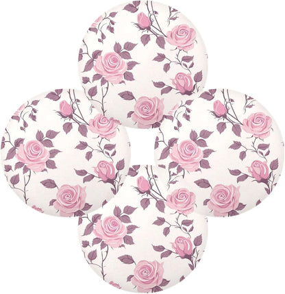 Floral Pattern Rose Peach Round Table placemat Reversible Quilted placemat Plastic placemats for Dining Table placemats Waterproof Xmas placemats Set of 6 15.4x15.4in
