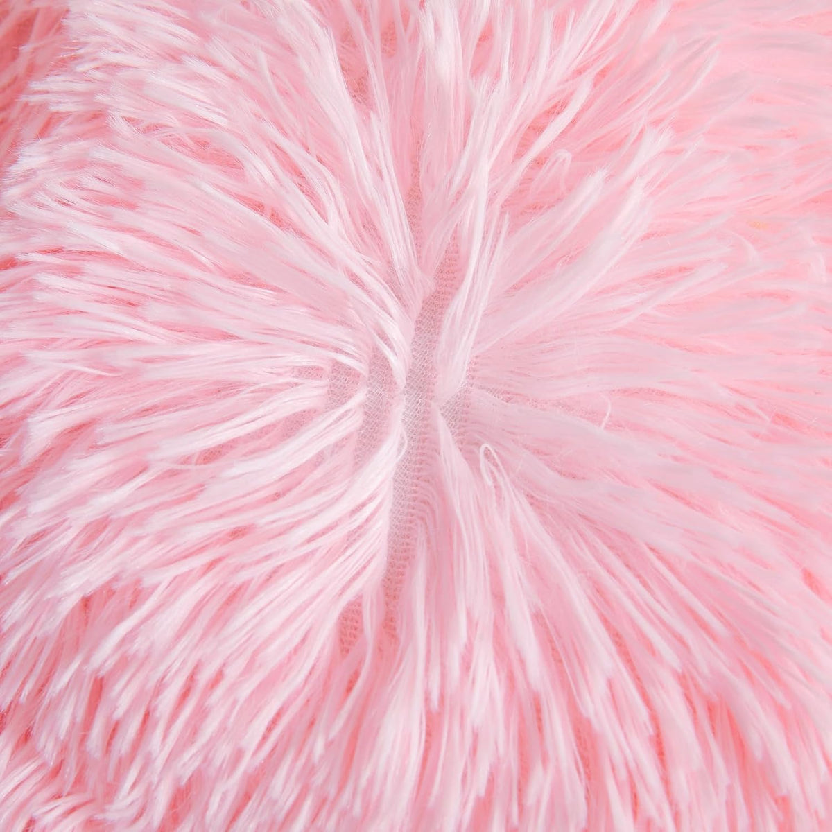 Fluffy Throw Pillow Covers Pink 18"x18" Faux Fur Furry Cushion Covers Shaggy Plush Fuzzy Pillow Cases Decorative Pillow Shams with Zipper Set of 2 for Sofa Living Room Bedroom Interior