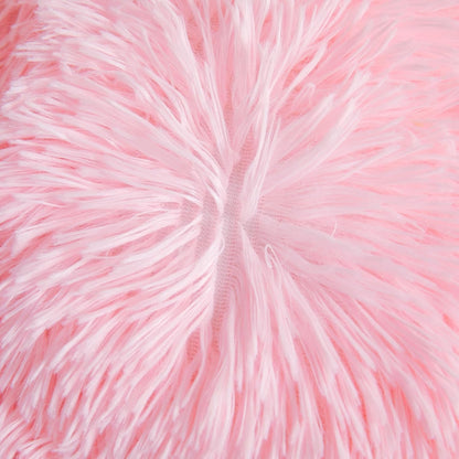 Fluffy Throw Pillow Covers Pink 18"x18" Faux Fur Furry Cushion Covers Shaggy Plush Fuzzy Pillow Cases Decorative Pillow Shams with Zipper Set of 2 for Sofa Living Room Bedroom Interior