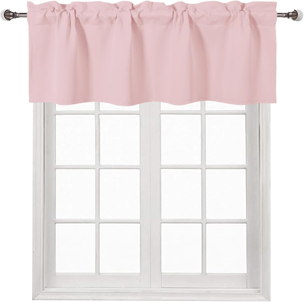 Blush Pink Rod Pocket Valance for Windows 52 x 14 Inch, 1 Panel