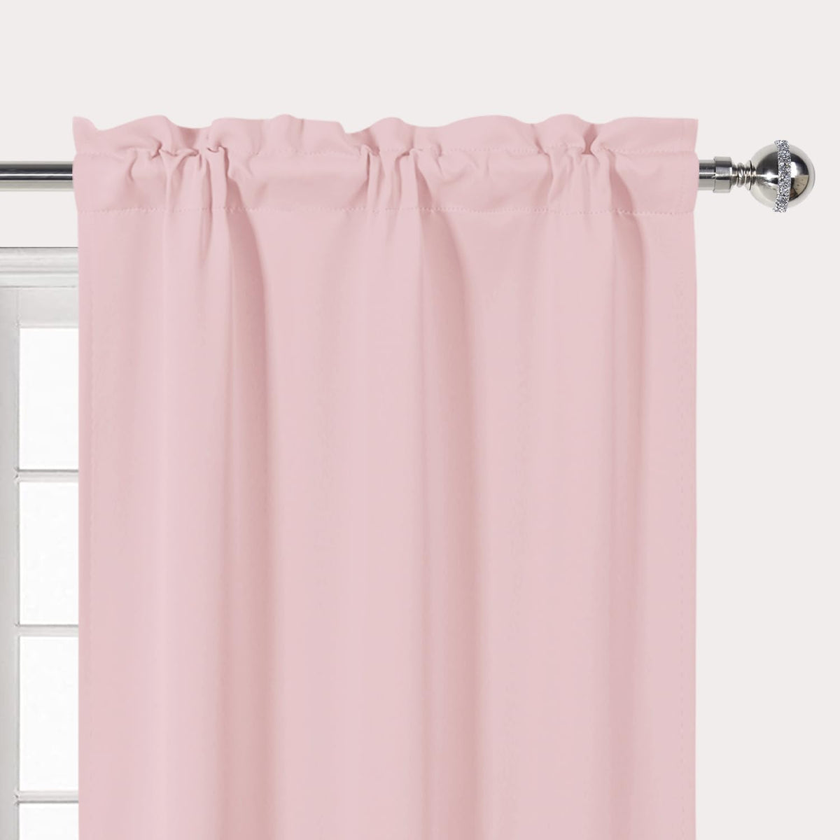 Blush Pink Rod Pocket Valance for Windows 52 x 14 Inch, 1 Panel