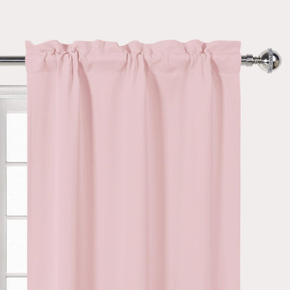 Blush Pink Rod Pocket Valance for Windows 52 x 14 Inch, 1 Panel