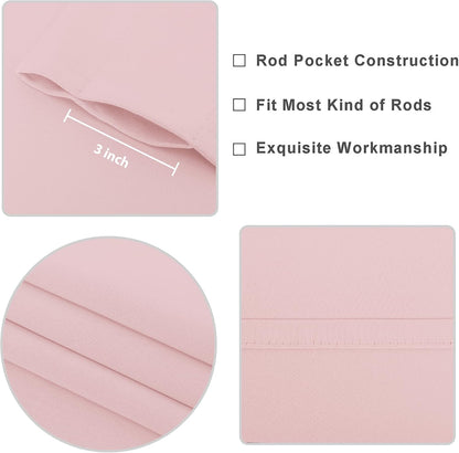 Blush Pink Rod Pocket Valance for Windows 52 x 14 Inch, 1 Panel