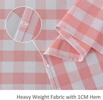 Checkered Rectangle Tablecloth Water Resistance Wrinkle Free Spillproof Heavy Weight Gingham Plaid Table Cloth for Buffet Banquet Parties Event Holiday Dinner, 60 x 84 Inch Pink and White