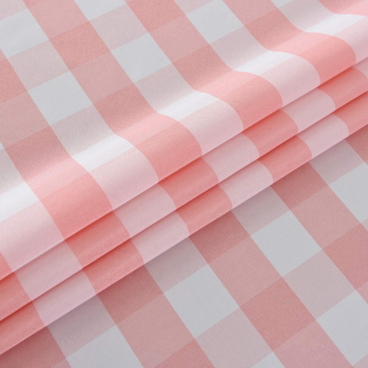 Checkered Rectangle Tablecloth Water Resistance Wrinkle Free Spillproof Heavy Weight Gingham Plaid Table Cloth for Buffet Banquet Parties Event Holiday Dinner, 60 x 84 Inch Pink and White