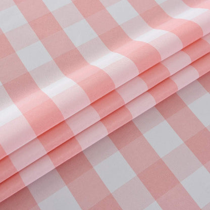 Checkered Rectangle Tablecloth Water Resistance Wrinkle Free Spillproof Heavy Weight Gingham Plaid Table Cloth for Buffet Banquet Parties Event Holiday Dinner, 60 x 84 Inch Pink and White