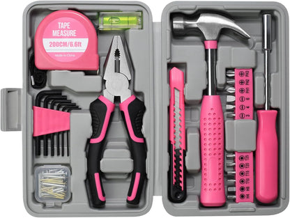 Tool Set 25pc Pink Household DIY Tool Kit for Women