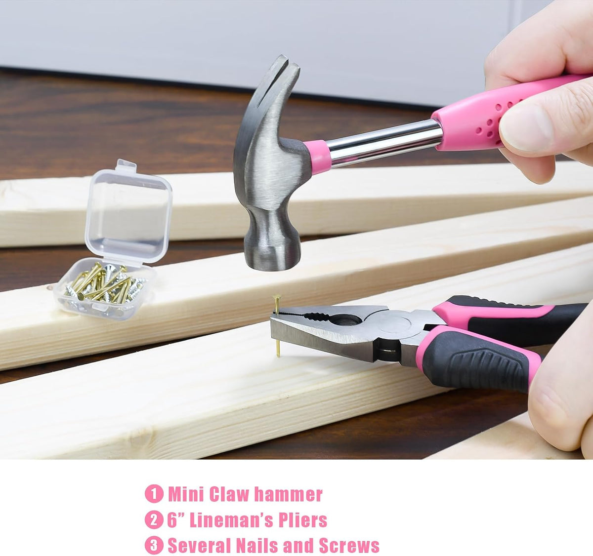 Tool Set 25pc Pink Household DIY Tool Kit for Women