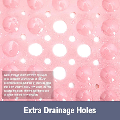 Square Shower Mat Bathtub Mat Tub Bath Mat Non Slip Pink 21"x21"
