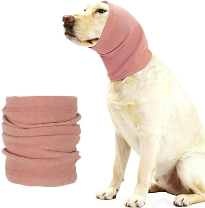 Dog Head Wrap, Cat Ear Wrap Ear Muffs Quiet Head Cover Sleeves Anxiety Ease Head Protection No Shake, (Dusty Pink, S), Intended for Pet Grooming/Force Drying/Fireworks