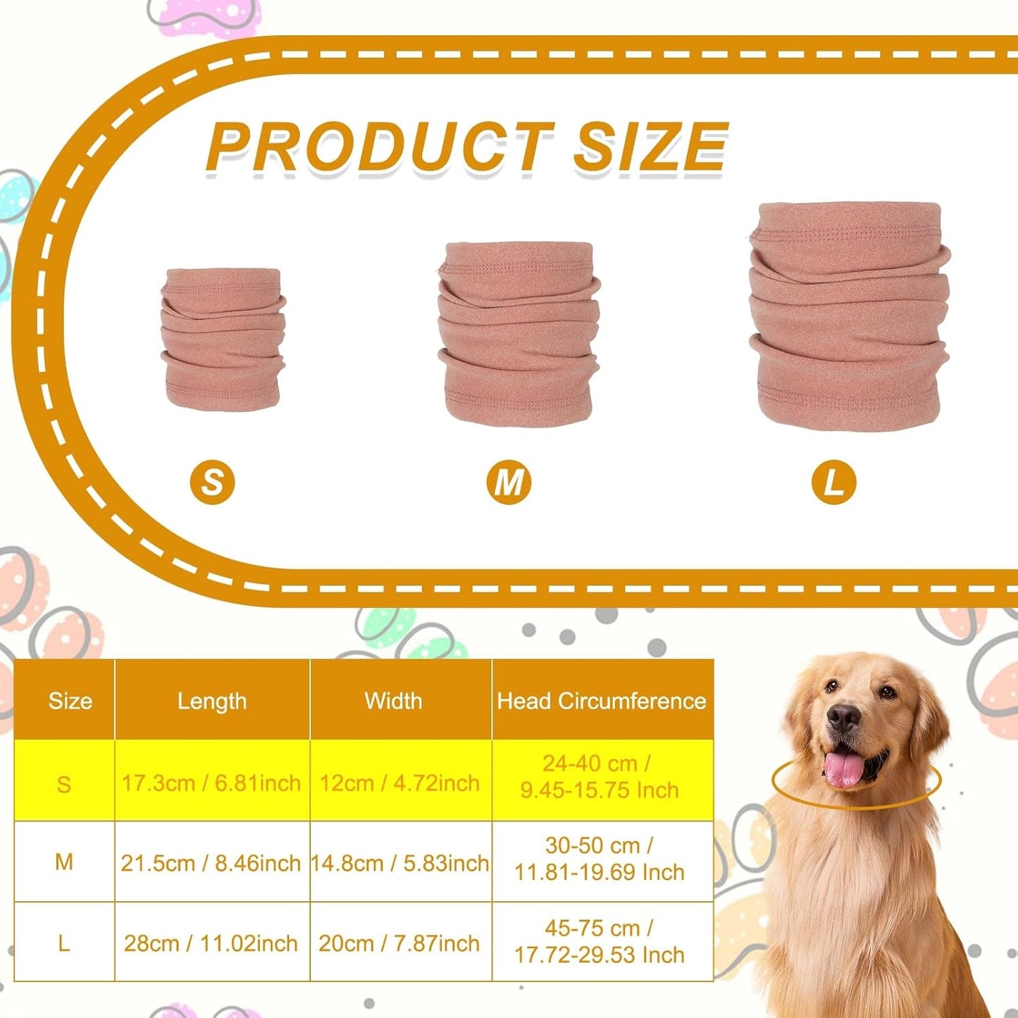Dog Head Wrap, Cat Ear Wrap Ear Muffs Quiet Head Cover Sleeves Anxiety Ease Head Protection No Shake, (Dusty Pink, S), Intended for Pet Grooming/Force Drying/Fireworks