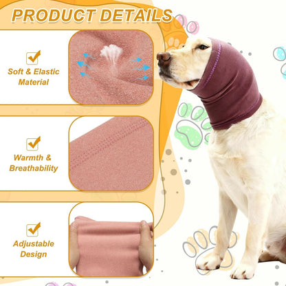 Dog Head Wrap, Cat Ear Wrap Ear Muffs Quiet Head Cover Sleeves Anxiety Ease Head Protection No Shake, (Dusty Pink, S), Intended for Pet Grooming/Force Drying/Fireworks