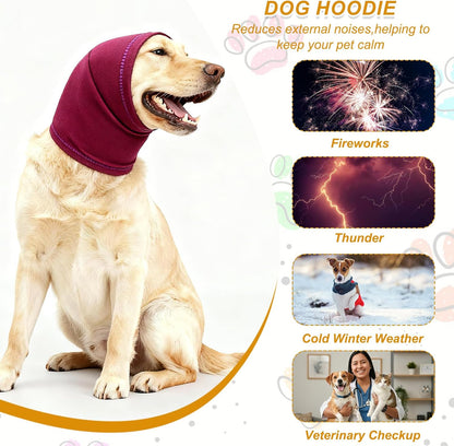 Dog Head Wrap, Cat Ear Wrap Ear Muffs Quiet Head Cover Sleeves Anxiety Ease Head Protection No Shake, (Dusty Pink, S), Intended for Pet Grooming/Force Drying/Fireworks