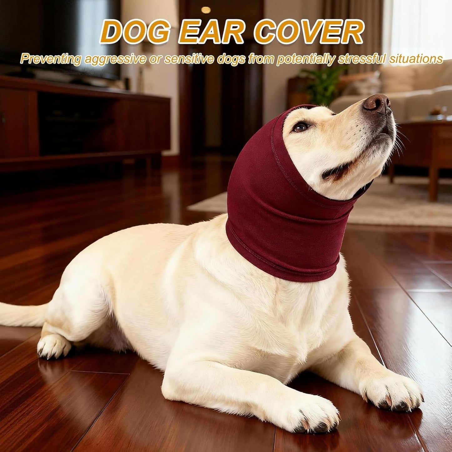 Dog Head Wrap, Cat Ear Wrap Ear Muffs Quiet Head Cover Sleeves Anxiety Ease Head Protection No Shake, (Dusty Pink, S), Intended for Pet Grooming/Force Drying/Fireworks