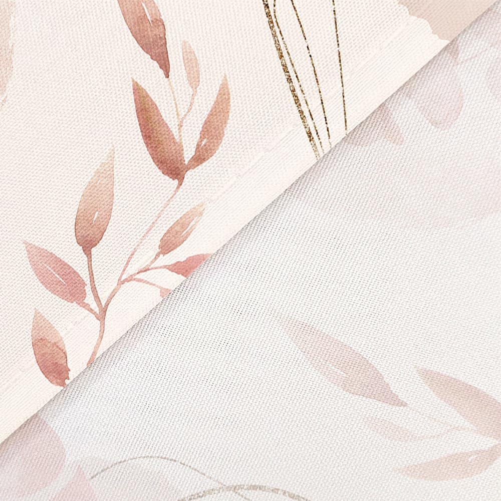 Pink Boho Shower Curtain, Abstract Bohemian Mid Century Modern Tropical Palm Leaves Shower Curtain Set, Gold Geometric Plant Minimalist Polyester Bathroom Decor Bath Curtains with Hooks,36X72