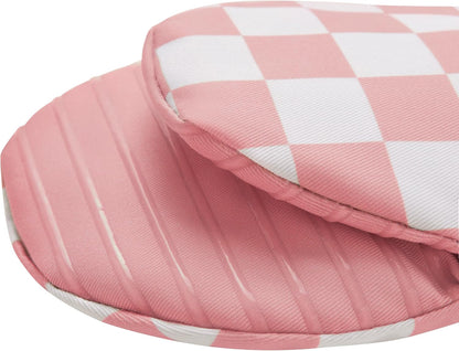 Pink Checkered Mini Oven Mitts Heat Resistant, Vintage Retro Checkerboard Mini Silicone Oven Mitts Cute, Non-Slip Small Short Kitchen Oven Gloves Set of 2