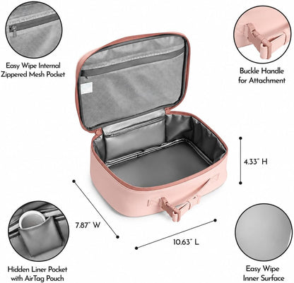 Mess Hall Insulated Lunch Box for Women, Easy Clean Leak Resistant Lunch Bag with AirTag Pouch, Pink Rose Quartz