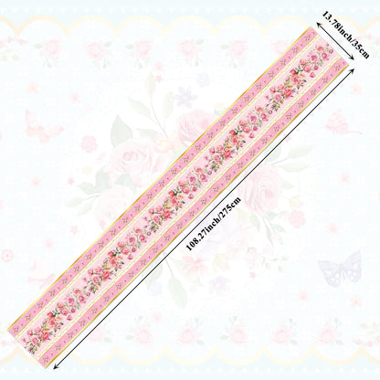 6Pcs Pink Flower Table Runner Tea Party Decorations Disposable Plastic Table Runner for Summer Spring Birthday Wedding Holiday Kitchen Decoration,108x14In(Pink)