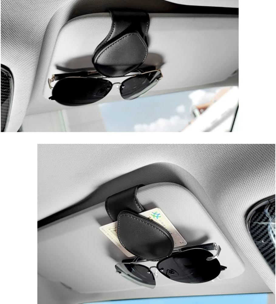 Magnetic Sunglass Holder for Visor, PU Leather Car Organizer, Universal Accessory (Pink)