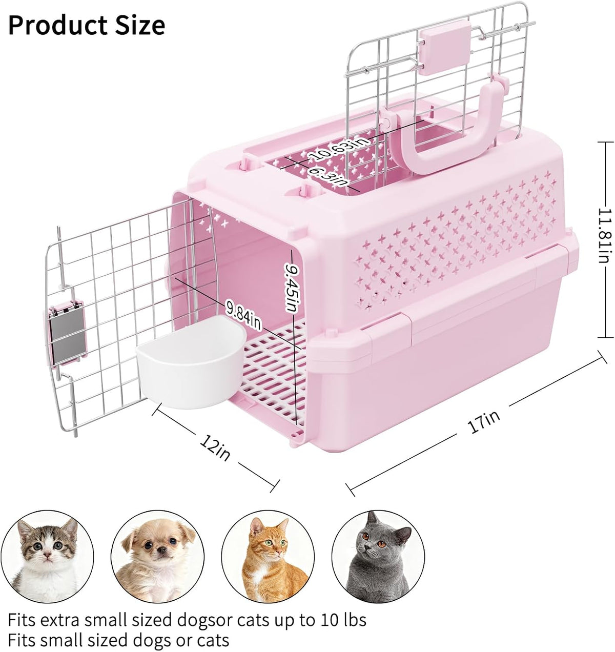 XS Hard Pet Carrier: Travel Crate for Small Cats & Dogs 10 lbs