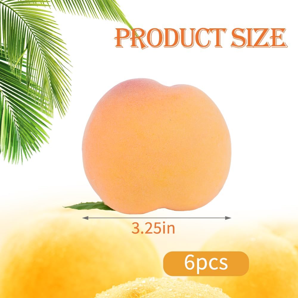 Artificial Peaches 6PCS Fake Yellow Peaches Simulation Peach Fake Fruits Simulation Peach for Home Kitchen Table Decor Photography Props