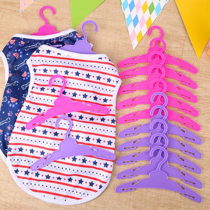 48 Pcs Doll Hangers for 18 inch Doll Clothes, Wide Non-Slip Plastic Pet Clothes Hangers 7 Inch, Mini Hanger Wardrobe Accessories for Small Toys Dogs Cats Clothing (Pink and Purple)