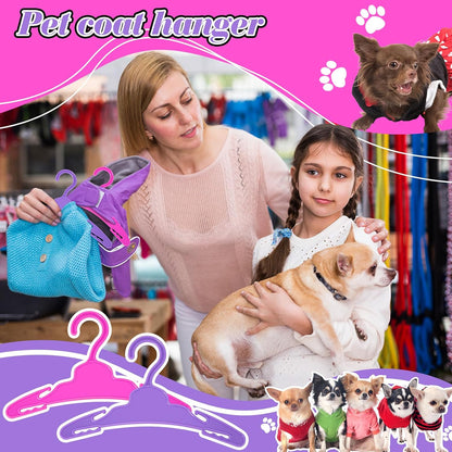 48 Pcs Doll Hangers for 18 inch Doll Clothes, Wide Non-Slip Plastic Pet Clothes Hangers 7 Inch, Mini Hanger Wardrobe Accessories for Small Toys Dogs Cats Clothing (Pink and Purple)