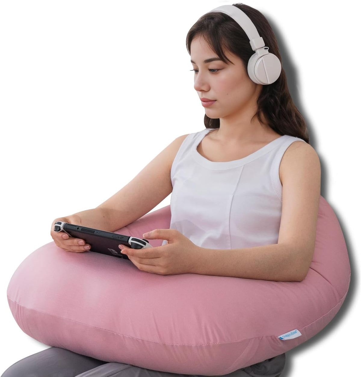 Reading Pillow, Gaming Lap Pillow for Crocheting, Cooling Pink