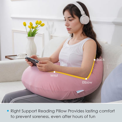 Reading Pillow, Gaming Lap Pillow for Crocheting, Cooling Pink