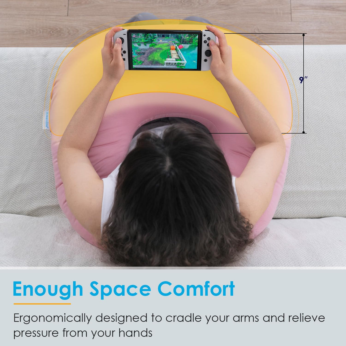 Reading Pillow, Gaming Lap Pillow for Crocheting, Cooling Pink