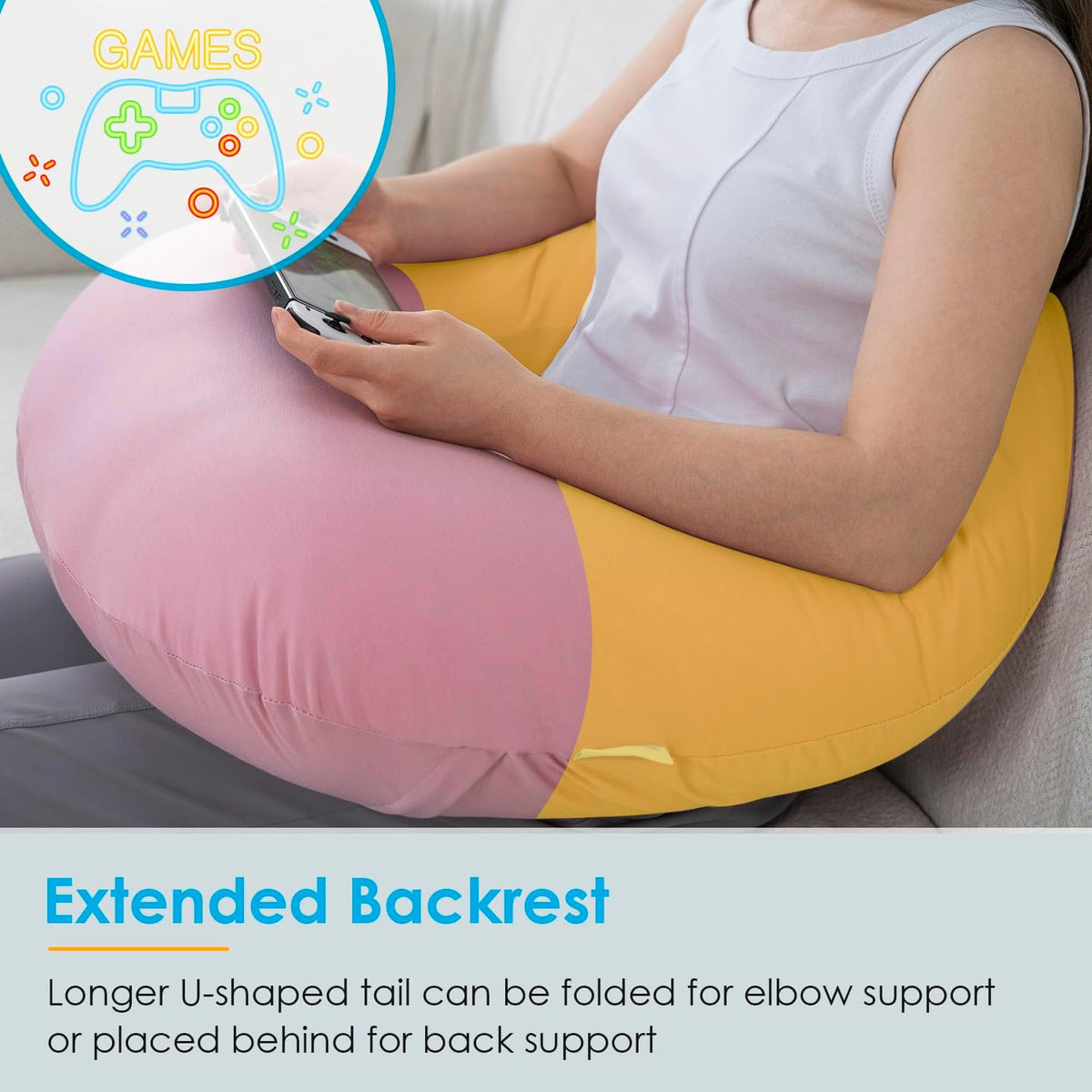 Reading Pillow, Gaming Lap Pillow for Crocheting, Cooling Pink