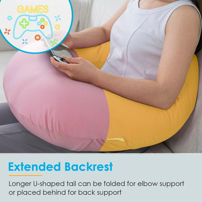 Reading Pillow, Gaming Lap Pillow for Crocheting, Cooling Pink
