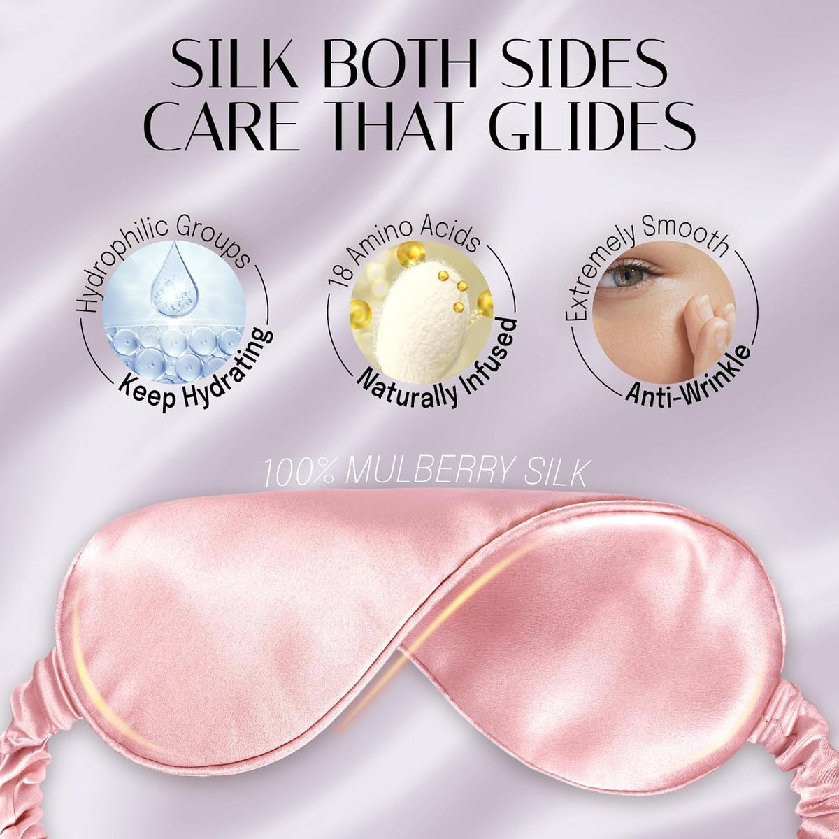 100% Mulberry Silk Sleep Mask for Women - Zero-Pressure Blackout