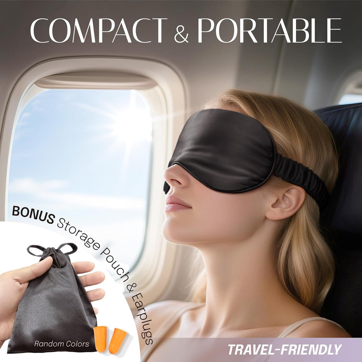 100% Mulberry Silk Sleep Mask for Women - Zero-Pressure Blackout