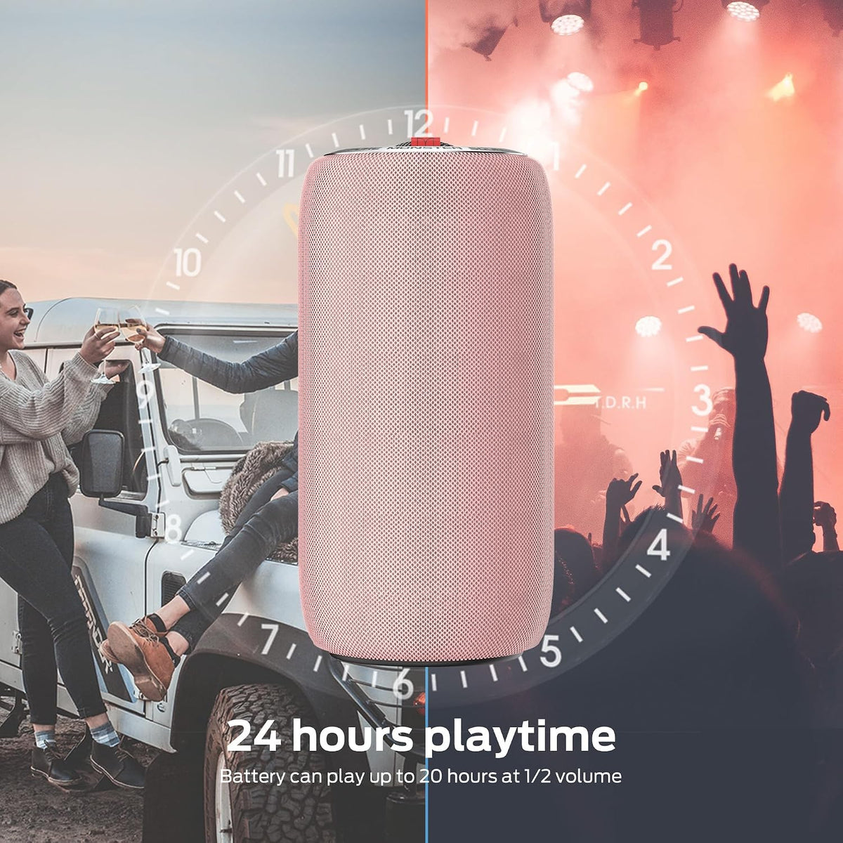 S310 Upgraded Bluetooth Speaker, 30W Portable Speaker, 360° Stereo Sound with Punchy bass, TWS Pairing, IPX6 Waterproof, Bluetooth 5.2, 24H Playtime, Perfect for Home, Outdoor, Beach, Pink